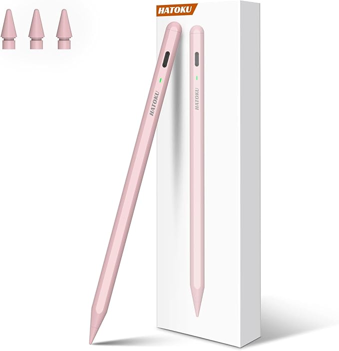 Stylus Pen for iPad 2018-2025: 15 Mins Fast Charging Pencil 1 Generation with Tilt Sensitivity Palm Rejection - Work for iPad Air 3 4 5 M2 M3- Pro 11" 12.9" M4 - Mini 5 6 - iPad 6 7 8 9 10 11 (Pink)