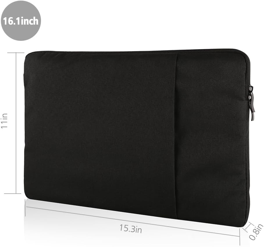 Laptop Case Sleeve 16 inch, Computer Carrying Cover 15.6 inch with Front Pocket, Durable Shockproof Protective Traveling Briefcase Handbags Laptop Sleeve Bag for Notebook, Tablet (Black)