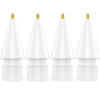 NIUTRENDZ 4 Pack Replacement Tips for Apple Pencil 2nd Generation and 1st Generation Fine Point Metal Tip, Wear-Resistant & Precise Control (1.95mm, White)