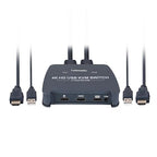 HDMI KVM Switch 1 Monitor 2 Computers,4K@60Hz KVM Switcher with 2 HDMI Cable and USB Ports for 2 Computers Share Keyboard Mouse Printer, Include Desktop Controller