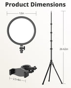 UBeesize 12" Ring Light with 62" Tripod Stand, Professional Big Ring Light with Phone Holder and Remote, Full Screen Lighting for Makeup, Live Stream, YouTube, Video Recording, Photography