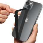 Sinjimoru C-Shaped Clip Finger Phone Grip, Silicone Loop for iPhone Case & Samsung. Black 230