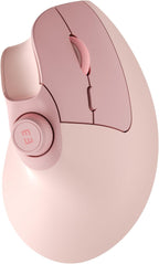 seenda Ergonomic Mouse Rechargeable, USB+Dual Bluetooth, MOU-302 Vertical Wireless Mouse with Volume Knob, Quiet Clicks, Multi-Device Cordless Mice Compatible for Windows, PC, Laptop, Mac OS, Pink