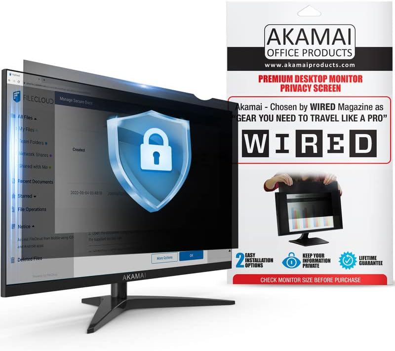 27 inch Computer Privacy Screen (16:10) - Black Security Shield - Desktop Monitor Protector - UV & Blue Light Filter by Akamai