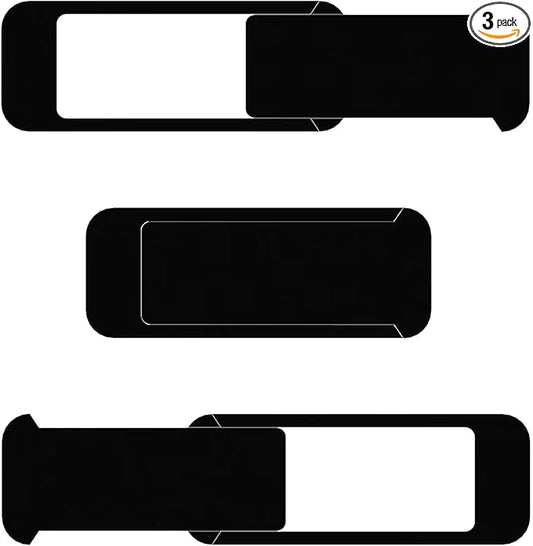 Laptop Camera Cover Slide, Computer Camera Cover Slide Large Size Webcam Cover Slide for MacBook Pro Cute Pattern Design Protecting Privacy Security Ultrathin 3 Pack for Laptop Desktop PC (Black)