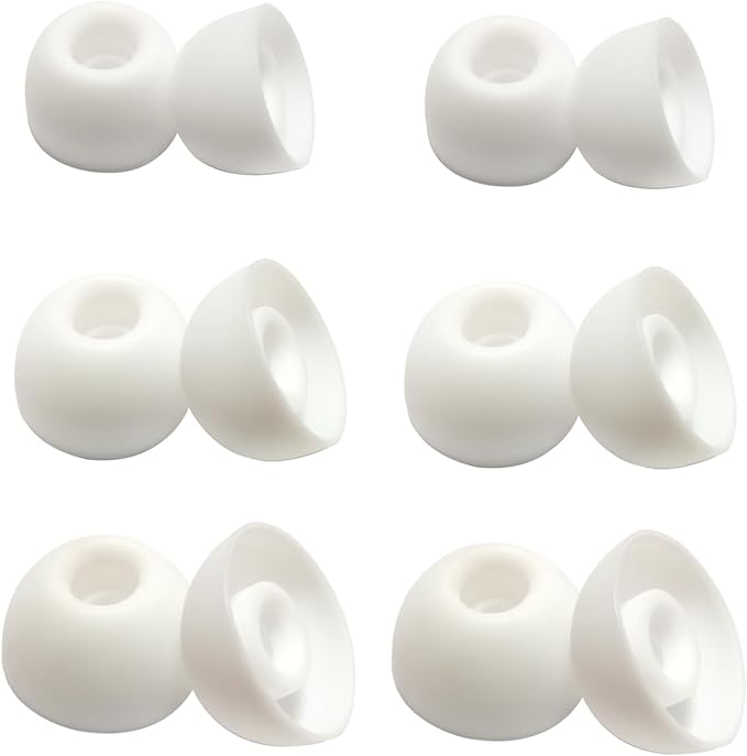 Earbuds Tips Replacement Universal Oval Earbuds Tips for True Wireless Earbuds 4.0mm-6mm Nozzle Silicone Replacement Ear Tips 6 Pairs LMS White