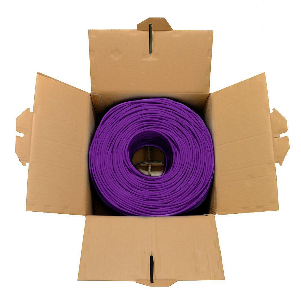 Dripstone CAT6 Ethernet Cable 1000ft Bulk Network LAN Wire 23AWG Solid UTP 550MHz High-Speed Internet Cable Gaming, Streaming, Office, Home Use, Pull Box, Cat6 Bulk, Stable Connectivity - Purple