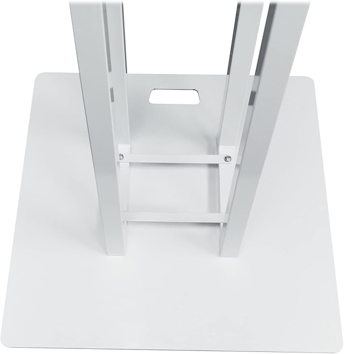 Rockville RTP33-TV Pro White Totem Stand 220 lbs DJ Speaker/Lighting/TV Mount, Detachable TV Mount, Adjustable 39-69 inch Height, Black/White Scrims, for DJs and Event Planners