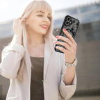 AIGOMARA Case for iPhone 16 [Compatible with MagSafe] Ink Flower Floral Pattern Design for Women Girls Soft TPU Bumper Hard PC Back Anti-Fall Shockproof Protective Slim Magnetic Cover