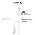 Amazon Basics USB-2.0 Type C to Lightning Cable (MFi Certified), 3 Feet, White