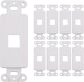 10 Pack Keystone Wall Plate 1 Port, White Decorator Insert Cover for Ethernet, HDMI, Coax, Cat6 Cat5, RJ45, Home & Office Installations