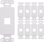10 Pack Keystone Wall Plate 1 Port, White Decorator Insert Cover for Ethernet, HDMI, Coax, Cat6 Cat5, RJ45, Home & Office Installations