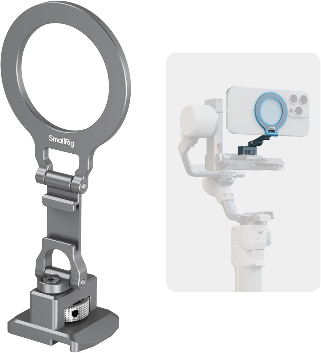 SMALLRIG Metal Phone Mount with Baseplate for Arca-Standard, Compatible for DJI RS 4 Mini, Smartphone Support with Cold Shoe Mount, Phone Tripod Mount for iPhone 16 15 14 etc. - 5339