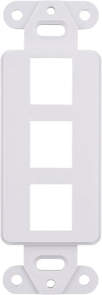 10 Pack Keystone Wall Plate 3 Port, White Decorator Insert Cover for Ethernet, HDMI, Coax, Cat6 Cat5, RJ45, Home & Office Installations