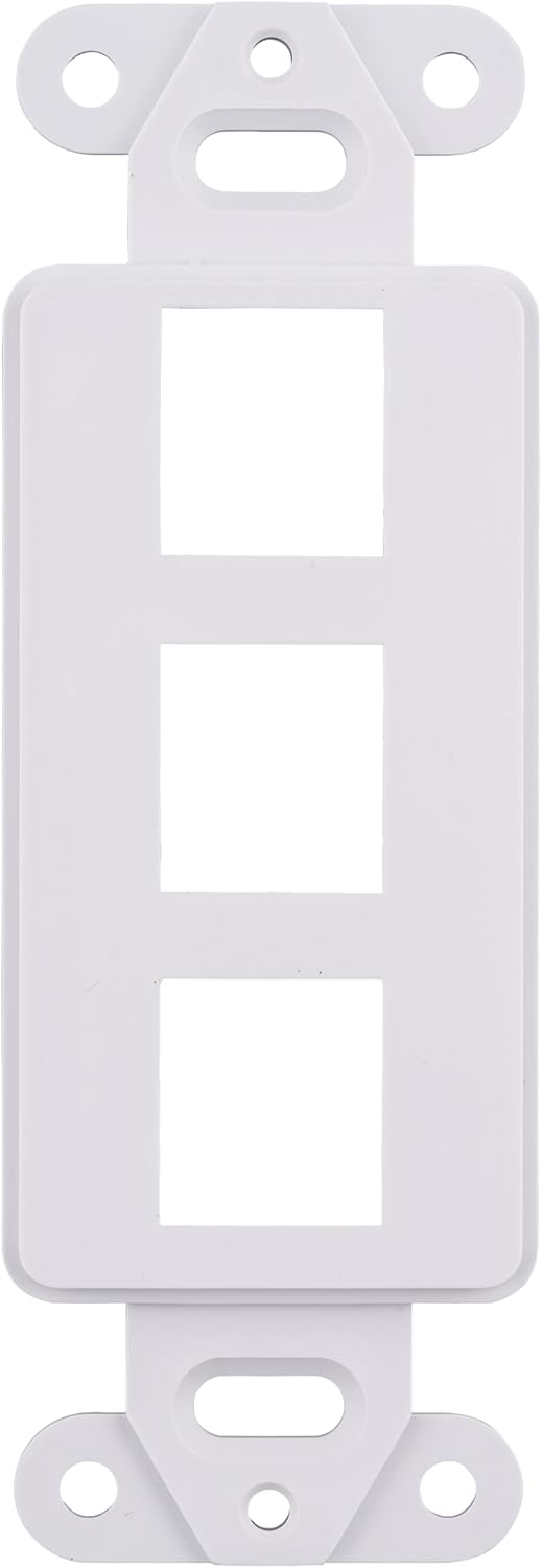 10 Pack Keystone Wall Plate 3 Port, White Decorator Insert Cover for Ethernet, HDMI, Coax, Cat6 Cat5, RJ45, Home & Office Installations