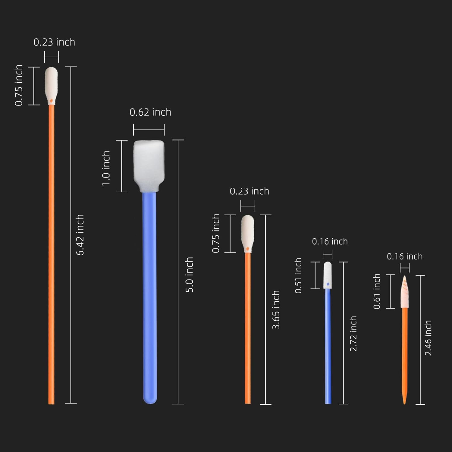 Wellgler's Cleaning Swab Kit,Multi-Purpose Foam Cleaning Swabs,for Printers, Inkjets, Cameras, Automotive, Optics, Sensors, Guns,Arts and Crafts, Automotive Detailing(orange100pcs)