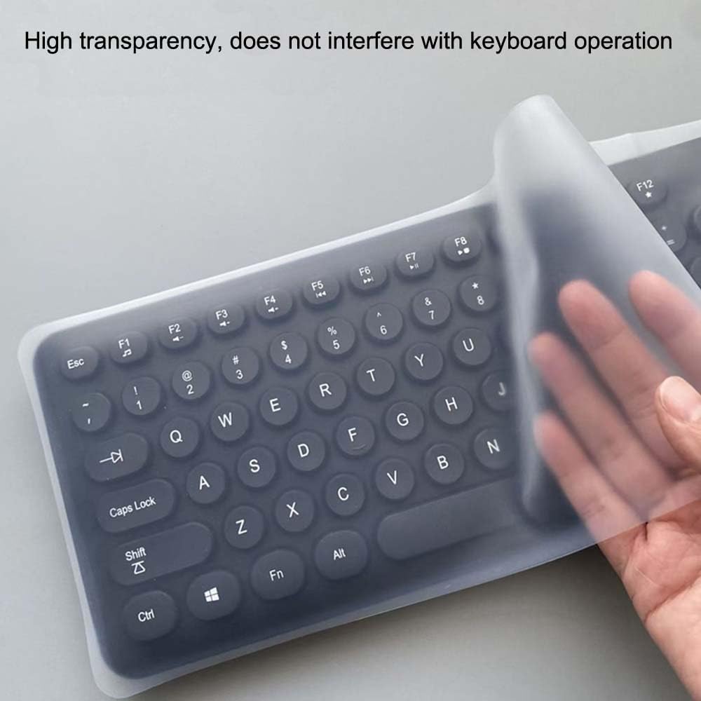 Ultra Thin Desktop PC Silicone Clear Keyboard Cover Skin Protector for 104/107 Keys Standard Desktop Keyboard, Transparent with Black Border, Waterproof, Dust-Proof
