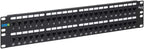 ICC CAT6 Feed-Through Patch Panel, 48 Port, 2U Rackmount, RJ45 Ethernet Patch Panel, No Punch Down, PoE++ and TAA Compliant, Black
