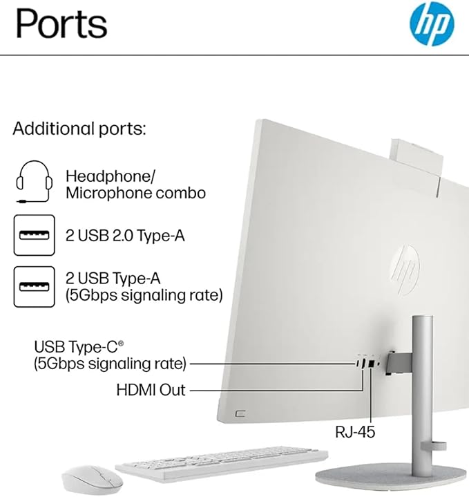 HP All-in-One Desktop - 27'' FHD Touchscreen Computer, Windows 11 Pro, Intel 12-core Ultra 7 155U(Beats i7-1355U), Wi-Fi 6, Bluetooth, Adjustable Height, Anti-Glare (64GB RAM | 4TB SSD)