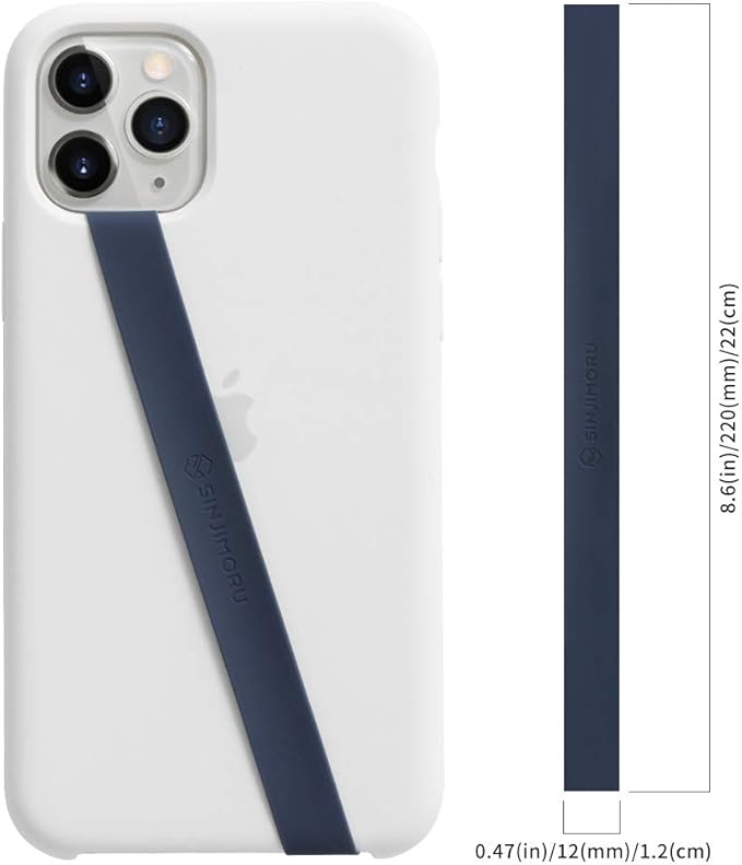 Sinjimoru Stretchable Silicone Phone Strap, Flexible and Elastic Grip Holder for iPhone & Android, Secure Phone Loops Finger Grip with Wireless Charging Support Sinji Loop Navy