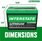 Interstate Batteries 12V 100Ah Group Size 27M Lithium Marine/RV Deep Cycle LiFePO4 Battery, Maintenance Free, Lightweight, Ideal For Boats, RV Camping, Off-Grid, Yachts (Li27M12V100)