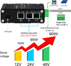 Mini Throncom 4 Ports Gigabit Industrial Fiber Ethernet Solar PoE Switch Hardened with 100/1000M Adaptive SFP Din Rail/Wall Mount VoIP/RV Truck Boost Voltage 9-58V to 48V Max 90W LNK-IMC103GP-SFP