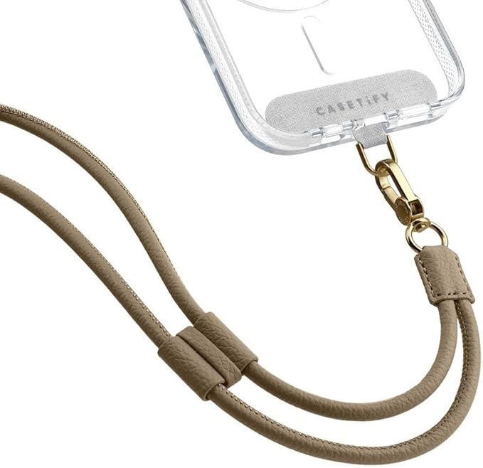 CASETiFY Pebbled Cord Phone Strap - Jet Black/Grige