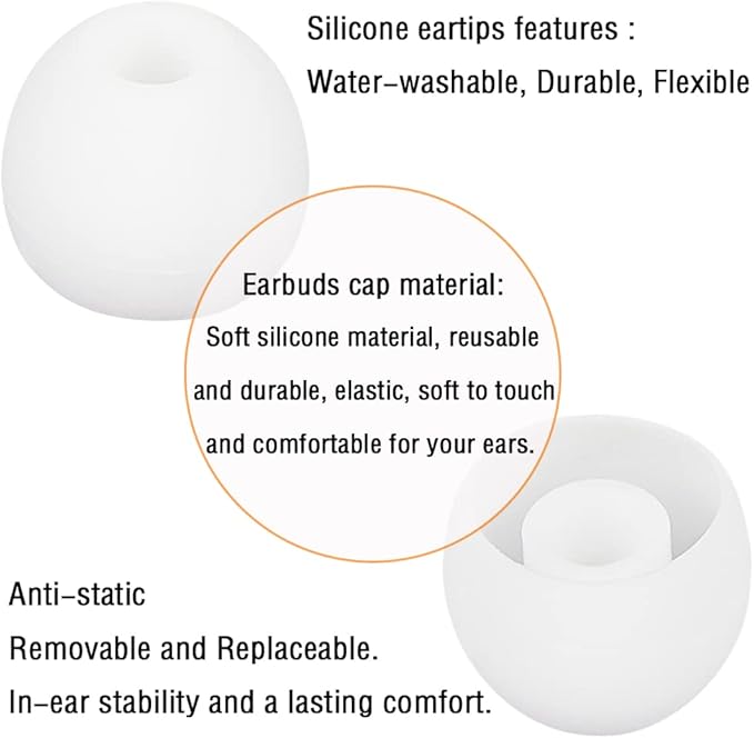 18 Pairs Silicone Ear Tips Replacement Earbud Tips for in- Ear Headphones Ear Covers (Inner Hole from 3.8mm-5.5mm Earphones) Earbud Replacement Tips Ear Bud Rubber Tips S M L