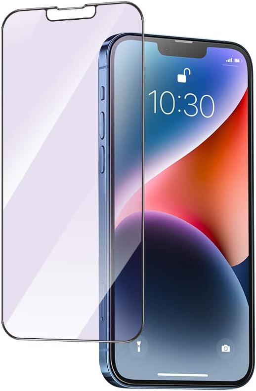 PERFECTSIGHT Screen Protector, HD Clear Tempered Glass, Anti Blue Light, Compatible with iPhone 14, 13 Pro & 13 (6.1 inch), 2.5D Curved Edge, 9H Hardness, Fingerprint Resistant, 1 Piece