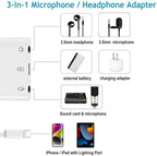 iPhone Microphone Adapter for Live-Streaming Lightening to Microphone & 3.5mm Headphone Adapter with Charging Port iPhone Audio & MIC Splitter Compatible for iPhone 14 13 12 11 X