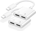 Dual USB C Headphone and Charger Adapter for iPhone 16,Dual USB C AUX + Charger Dongle Splitter Adapter Compatible with iPhone 16/16 Pro/16 Pro Max/15/15Pro/15Pro Max Support Call+Charging( 2Pack)