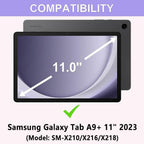 Keyboard Case for Samsung Galaxy Tab A9 Plus 5G 11 inch 2023 (SM-X210/X216/X218), 7 Color Backlit Detachable Keyboard Bluetooth, Smart Folio Cover with S Pen Holder for Galaxy Tab A9+ 11"(Purple)