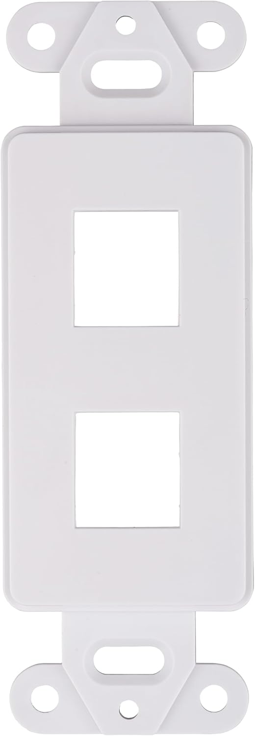 10 Pack Keystone Wall Plate 2 Port, White Decorator Insert Cover for Ethernet, HDMI, Coax, Cat6 Cat5, RJ45, Home & Office Installations