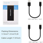 KOOTION 1TB External SSD Hard Drive USB 3.1 Type-c Ultra-Slim Portable Solid State Drive 1TB, Read up to 500MB/s & Write up to 450MB/s