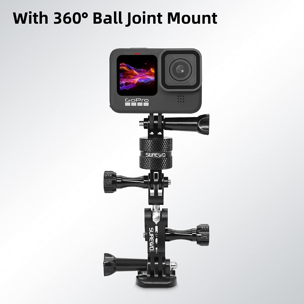 Aluminum 360 Degree Rotation Camera Mount, Metal Bracket Adapter Compatible with GoPro Hero 13/12/11/10/9/8/7/(2018) Black, DJI, Sony and Other Action Cameras
