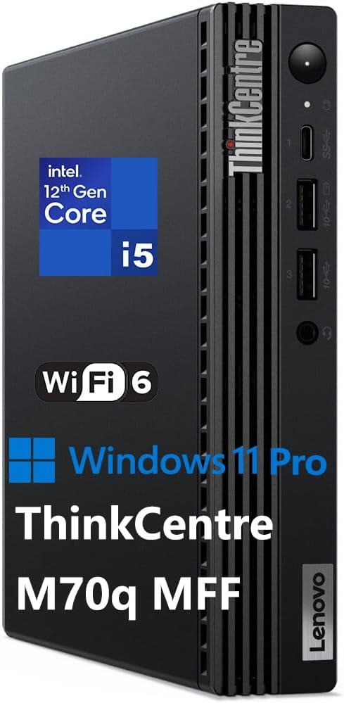 Lenovo ThinkCentre M70q Tiny 1L Business Desktop Computer, 12th Gen Intel Hexa-Core i5-12500T (Beat i7-11700T), 64GB DDR4 RAM, 2TB PCIe SSD, WiFi 6, Bluetooth 5.1, Windows 11 Pro