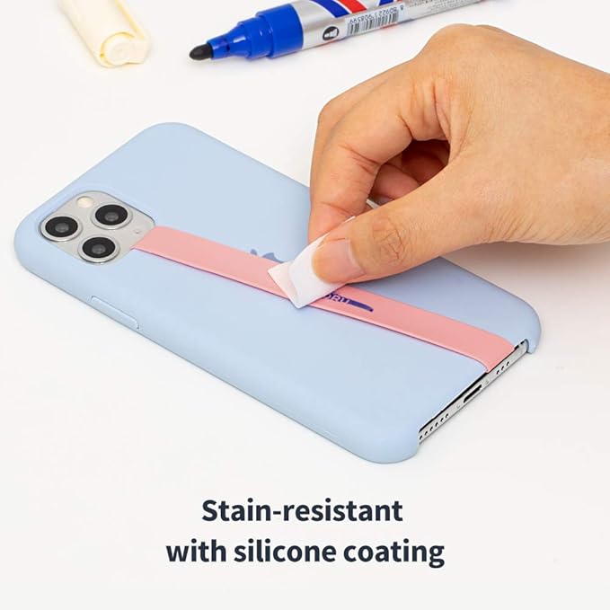 Sinjimoru Stretchable Silicone Phone Strap, Flexible and Elastic Grip Holder for iPhone & Android, Secure Phone Loops Finger Grip with Wireless Charging Support Sinji Loop Black