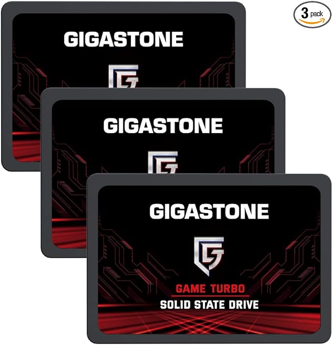 Gigastone SATA SSD 256GB (3-Pack) 2.5 inch SSD 520MB/s Upgrade Laptop PC Memory and Storage PS4 HDD Replacement 2.5" Internal Solid State Hard Drives SATA III SLC Cache 3D NAND Game Turbo Performance