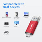 Thkailar 2 Pack USB C Flash Drive 64GB 2 in one OTG USB 3.1 Thumb Drive,Memory Stick for Business Traveler Works,Compatible with Computers,MacBook Pro,Android Phones(Black&Red)