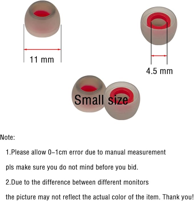 10 Pairs Small Earbud Tips Replacement Ear Tips for in- Ear Headphones Ear Bud Covers Silicone Earbuds Rubber Tips (Clear Red)