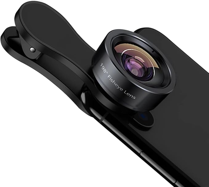 KEYWING Fisheye Lens 198° Fish Eye Phone Camera Lens Kit for iPhone Fish Bowl Camera Lens Attachments for iPhone 7 8 x xr 11 12 13 pro max Samsung Smartphone Black