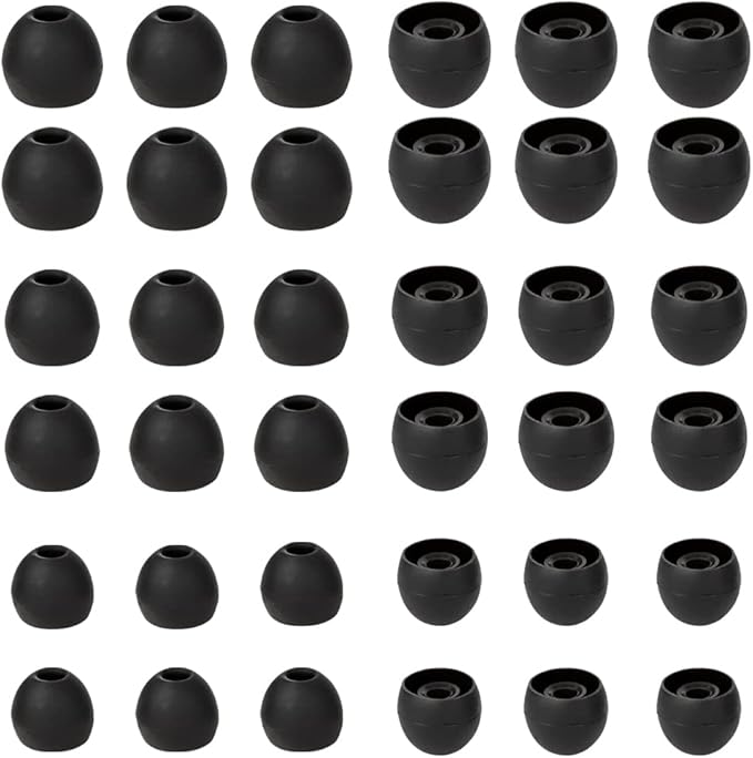 18 Pairs Silicone Earbud Tips Replacement Ear Tips Earbuds Cap for in- Ear Headphones Eartips (Inner Hole from 3.8mm-5.5mm Earphones) Earbud Replacement Tips Ear Buds Tips S M L,Black