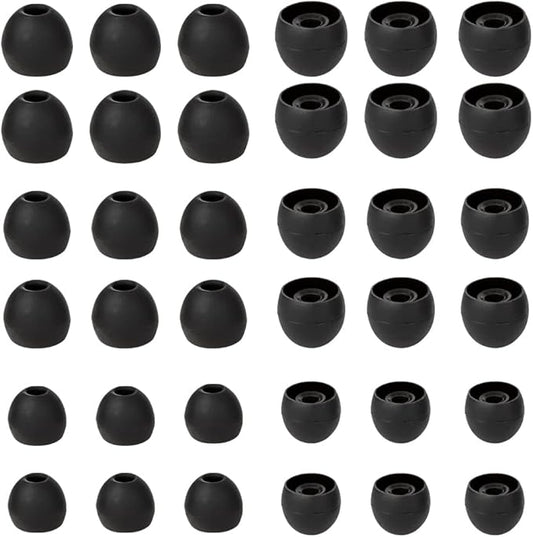 18 Pairs Silicone Earbud Tips Replacement Ear Tips Earbuds Cap for in- Ear Headphones Eartips (Inner Hole from 3.8mm-5.5mm Earphones) Earbud Replacement Tips Ear Buds Tips S M L,Black
