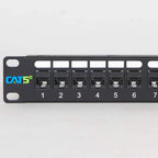 ICC CAT5e Feed-Through Patch Panel, 24 Port, 1U Rackmount, RJ45 Ethernet Patch Panel, No Punch Down, PoE++ and TAA Compliant, Black