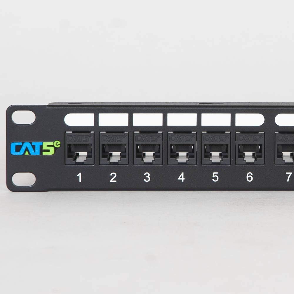 ICC CAT5e Feed-Through Patch Panel, 24 Port, 1U Rackmount, RJ45 Ethernet Patch Panel, No Punch Down, PoE++ and TAA Compliant, Black