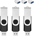 3 Pack 128GB USB Flash Drive with Type C Adapter and Storage Box USB 2.0 High Speed Metal Pen Drive 360° Rotatable Storage Memory Stick for Phone/Pad/PC/Laptop/Android - Black(3-Pack 128GB)