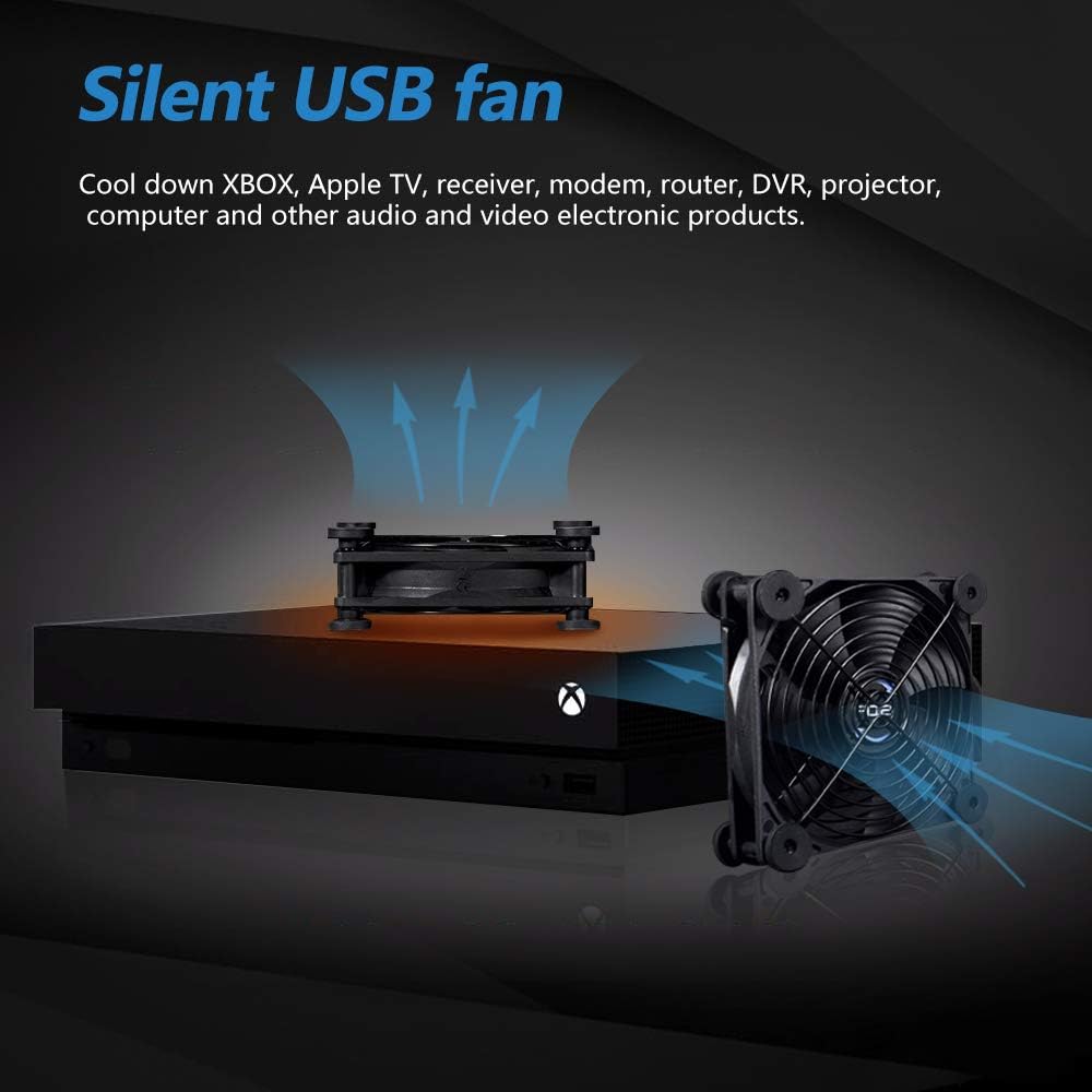 SCCCF Dual 120mm USB Cooling Fan with Speed Control - Quiet 5V Portable Fan for Electronics, TV, Router, DVR, PS5/Xbox/PC Cabinet, Computer & Gaming Console Cooling