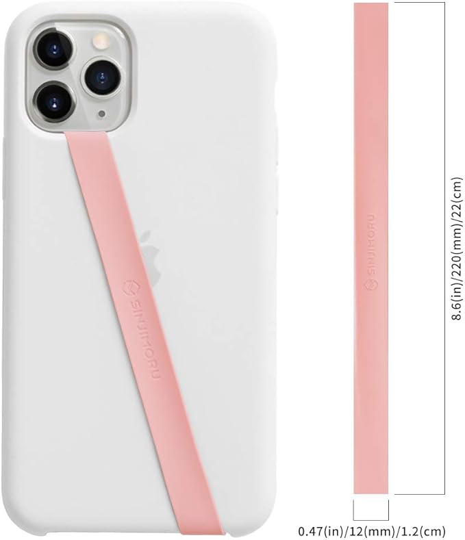Sinjimoru Stretchable Silicone Phone Strap, Flexible and Elastic Grip Holder for iPhone & Android, Secure Phone Loops Finger Grip with Wireless Charging Support Sinji Loop Pink