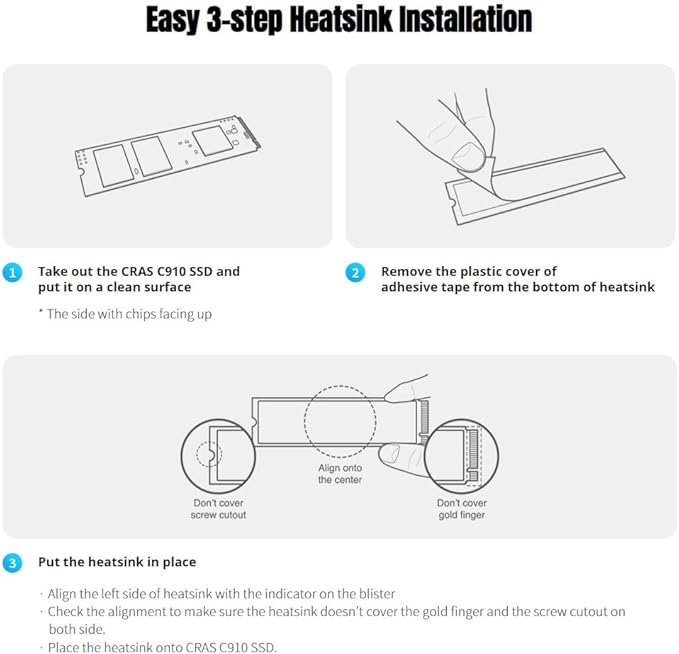 KLEVV CRAS C910 500GB M.2 2280 NVMe PCIe Gen4x4 Laptop & Desktop Internal SSD Heatsink Included, up to 5000MB/s (K500GM2SP0-C91)