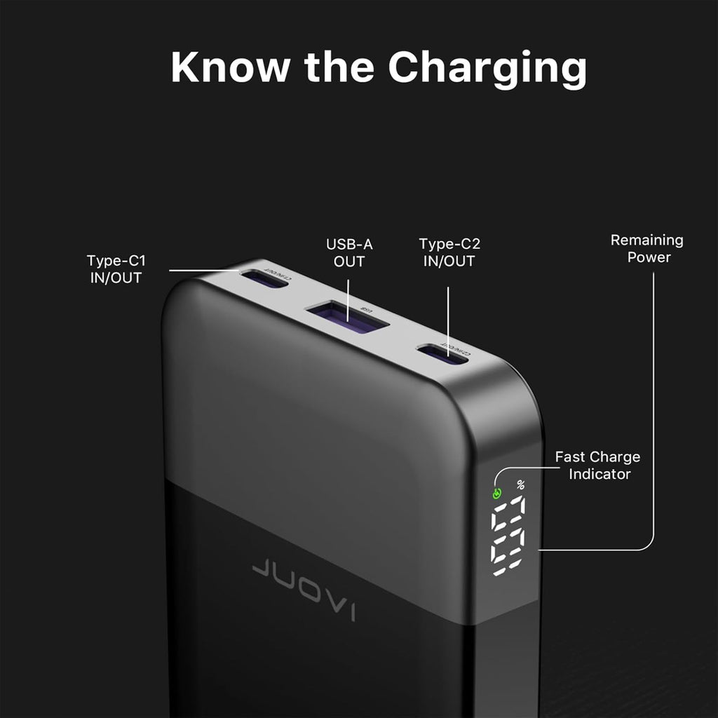 Power Bank Fast Charging 10000mAh 35W Portable Charger Small Battery Pack with PD 3.0 & QC 4.0 Type-C USB-A Input Output Lightweight Phone Charger Compatible for iPhone Samsung iPad